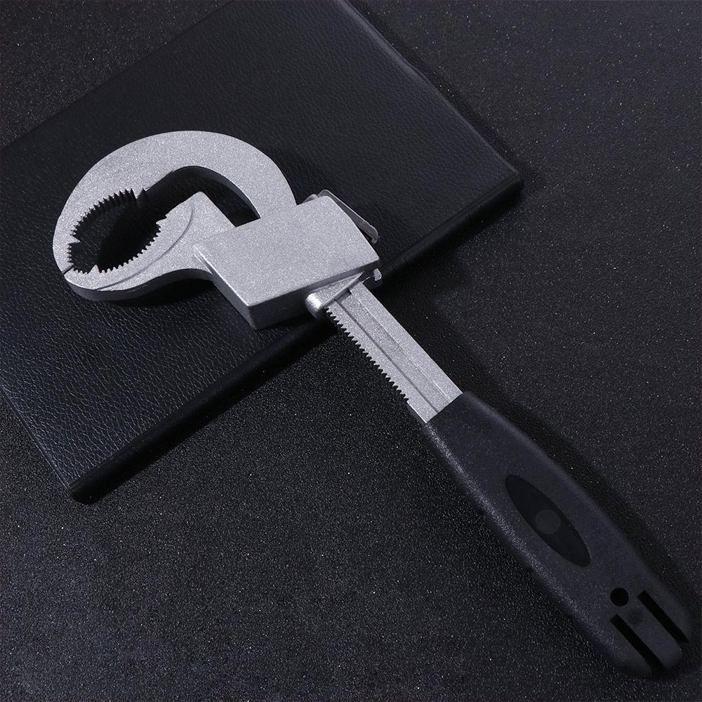 4 In 1 Adjustable Faucet Wrench with 3 Card Slots 80mm Large Opening Universal Double-ended Wrench Aluminium Alloy