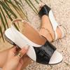 Sandali Estivi da Donna con Zeppa Chunky, Open-Toe, con Cinturino alla Caviglia, Calzature alla Moda Color-Block, Disponibili in Taglie Grandi.