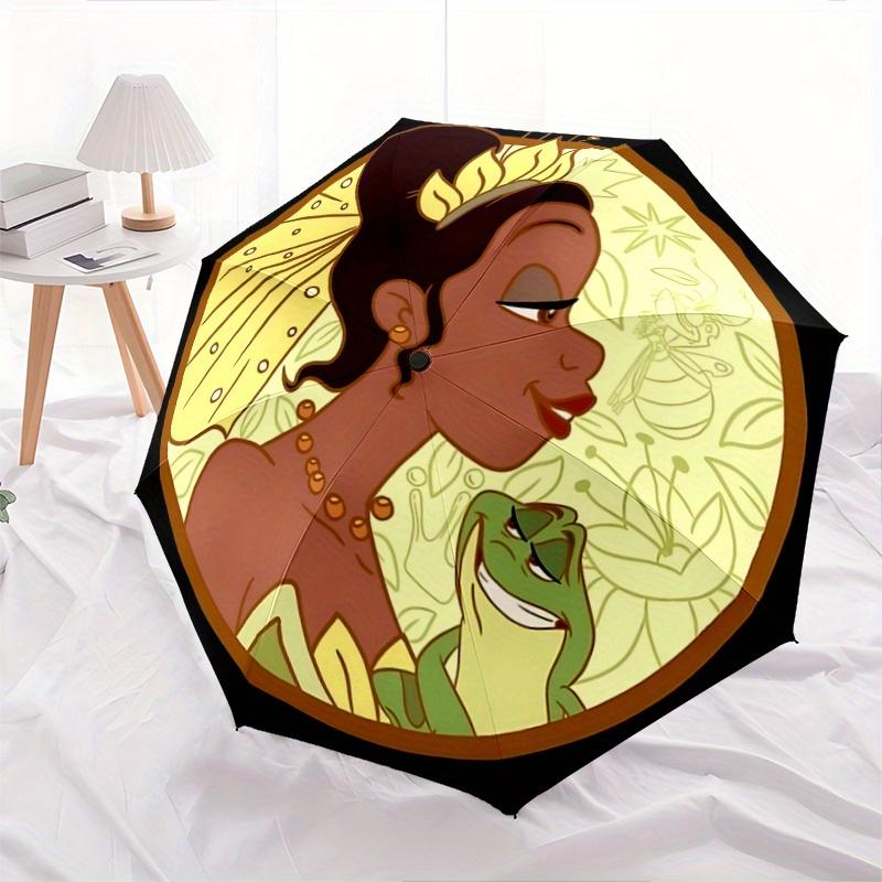 

1pc Princess Tiana and Frog in Harmony Automatic 3-Fold Umbrella Design, Cute Cartoon Pattern, Portable Outdoor Umbrella, Perfect, Holiday G