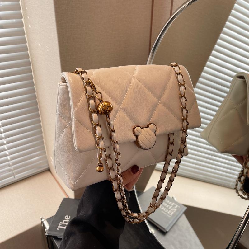 Premium sense small square bag women's bag new versatile shoulder messenger bag diamond chain bag