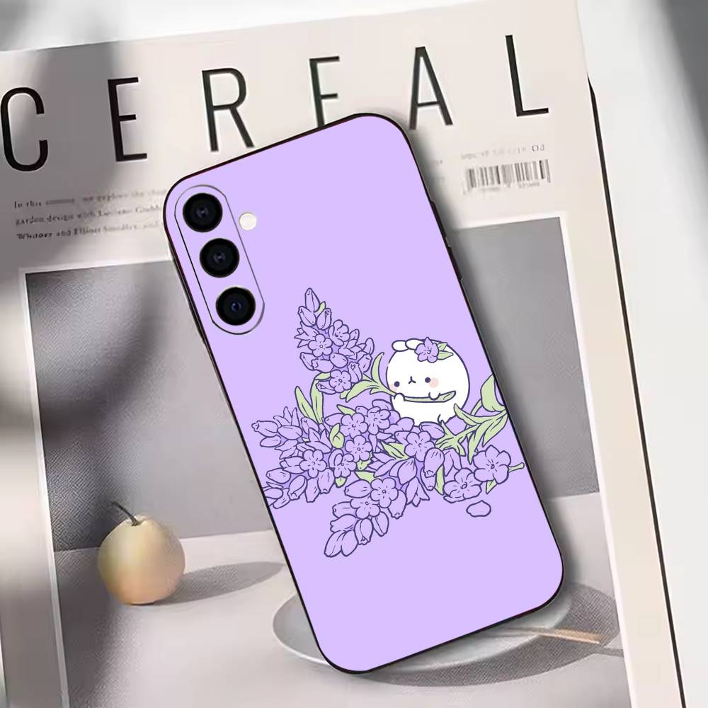 

Cartoon M-Molang Phone Case For Samsung Galaxy A73,A72,A71,A70,A53,A52,A51,Others Soft Black Cover Samsung a21
