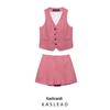 2025 Spring Women's European & American Style Blend Vest and Casual Shorts