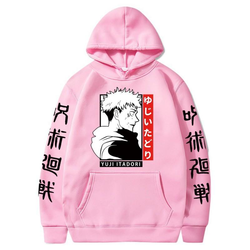 Anime Jujutsu Kaisen Hooded Sweatshirt Men Women Cotton-Lined Oversized Pullover With Printed Design