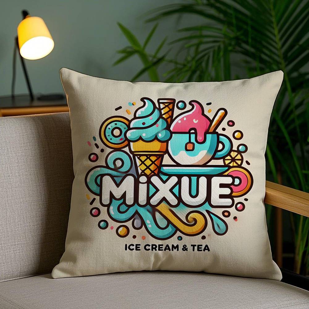 MIXUE Ice Cream and Tea Pillow Case Antidustmite Invisible zipper Sofa Bed 30X30cm