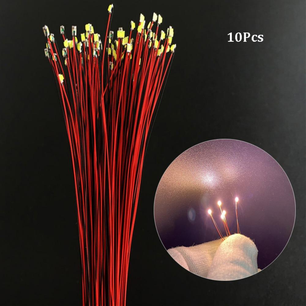 10Pcs Red Black Line 0805LED SMD Wire  Light HO N OO Scale Pre-soldered Micro Railway Decoration