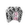 New Silver Plated Pink Diamond Butterfly Alloy Large Hole Charm Beads For DIY Bracelet Necklace Jewelry Accessories Gift