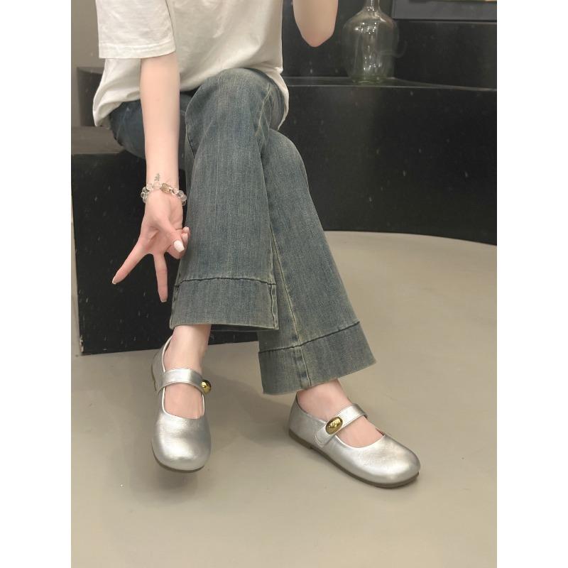 Soft bottom flat bottom adhesive tape single shoes women s summer new shallow mouth gentle matching skirt Mary Jane shoes 35