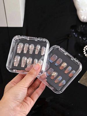 1/5/10/20pcs Transparent Nail Art Storage Box, Fake Nails Organizer Box, Press-On Nails Storage Box, Nail Display Box