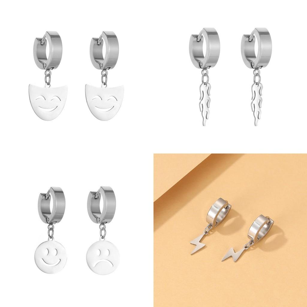 Fashionable Lightning Mushroom Ear Clips For Women Trendy Geometric Alloy Earrings