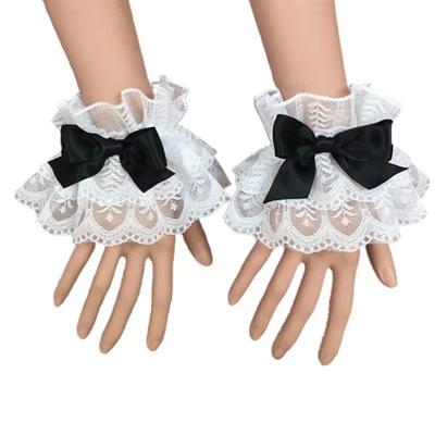 1Pair Ruffled Hand Sleeve Multicolor Maid Cosplay Bracelet Sweet Wrist Cuffs  Wedding Party
