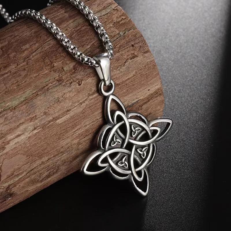 Fashion Antique Silver Color Irish Knot Charms Geometric Pendant Necklace Irish Celtic Knot Necklace Vintage Jewelry Gifts