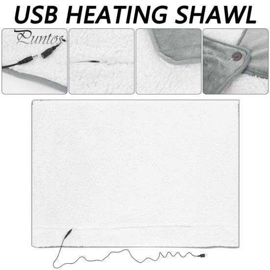 Elektrisk varmeteppe 5V lavspent USB-lading Hurtigoppvarmet Varmt sjal Vinterkappe-knappelukking Kasteteppe
