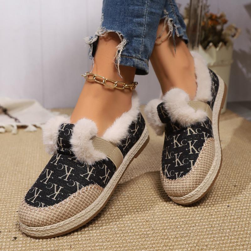 Fashion Winter Velvet and Thickened Cotton Shoes Middle-aged and Elderly New Cloth Shoes Women's Flat-soled Non-slip Warm Shoes