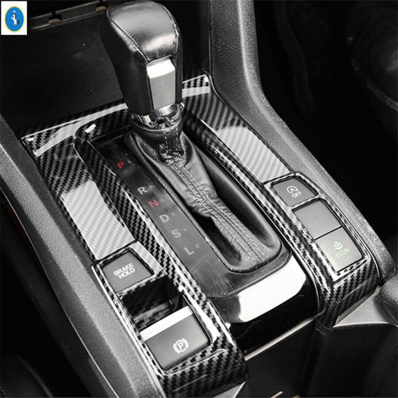 Carbon Fiber / Matte ABS Auto Center Control Gear Shift Panel Decor Frame Accessories Cover Trim Fit For Honda Civic 2016 -