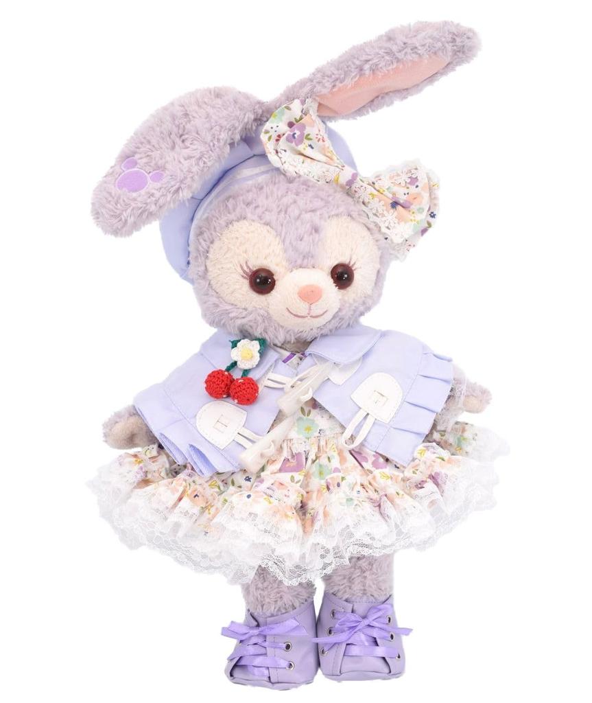 Teddy Bear Mail Order Alice Stella Lou Dress-Up Costume with Duffle Cape and Floral Print Dress (Size Small, Purple)