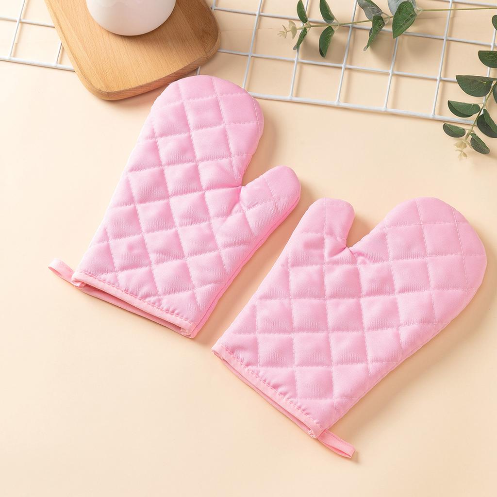 Household Solid Color Thickened Oven Gloves Kitchen Baking High Temperature Microwave Oven Insulation Gloves