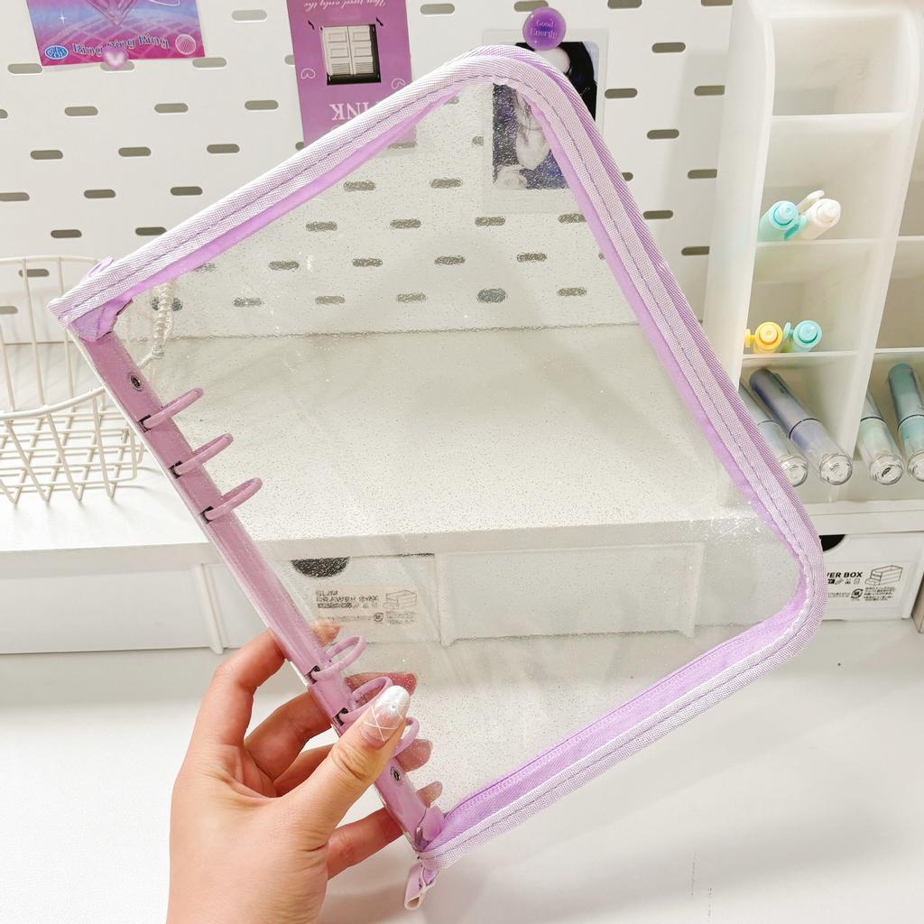 A5 Cute Ins Sparkling Blingbling Binder Pocards Transparent Zipper Po Album Card Holder Book Girl Hand Account Book Cover