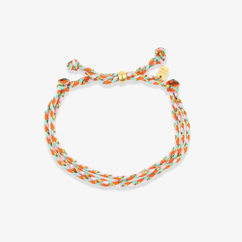New Design Fashion Stainless Steel 18K Gold Plated Colorful Braided Rope String Bracelet