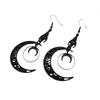 Gothic Vampire Bat Crescent Moon Earrings