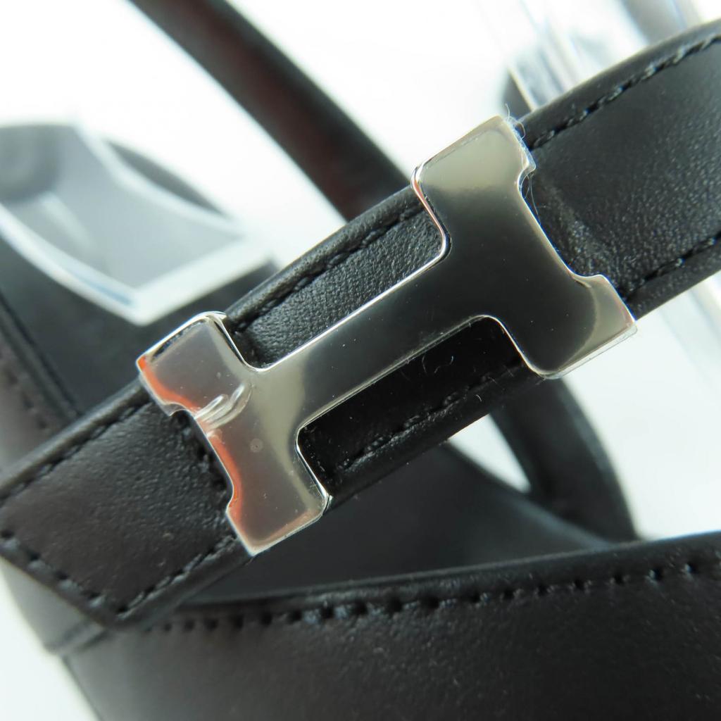 Pristine HERMES Sandals Armoni HMetal Ankle Strap Leather black leather Women 35 Used