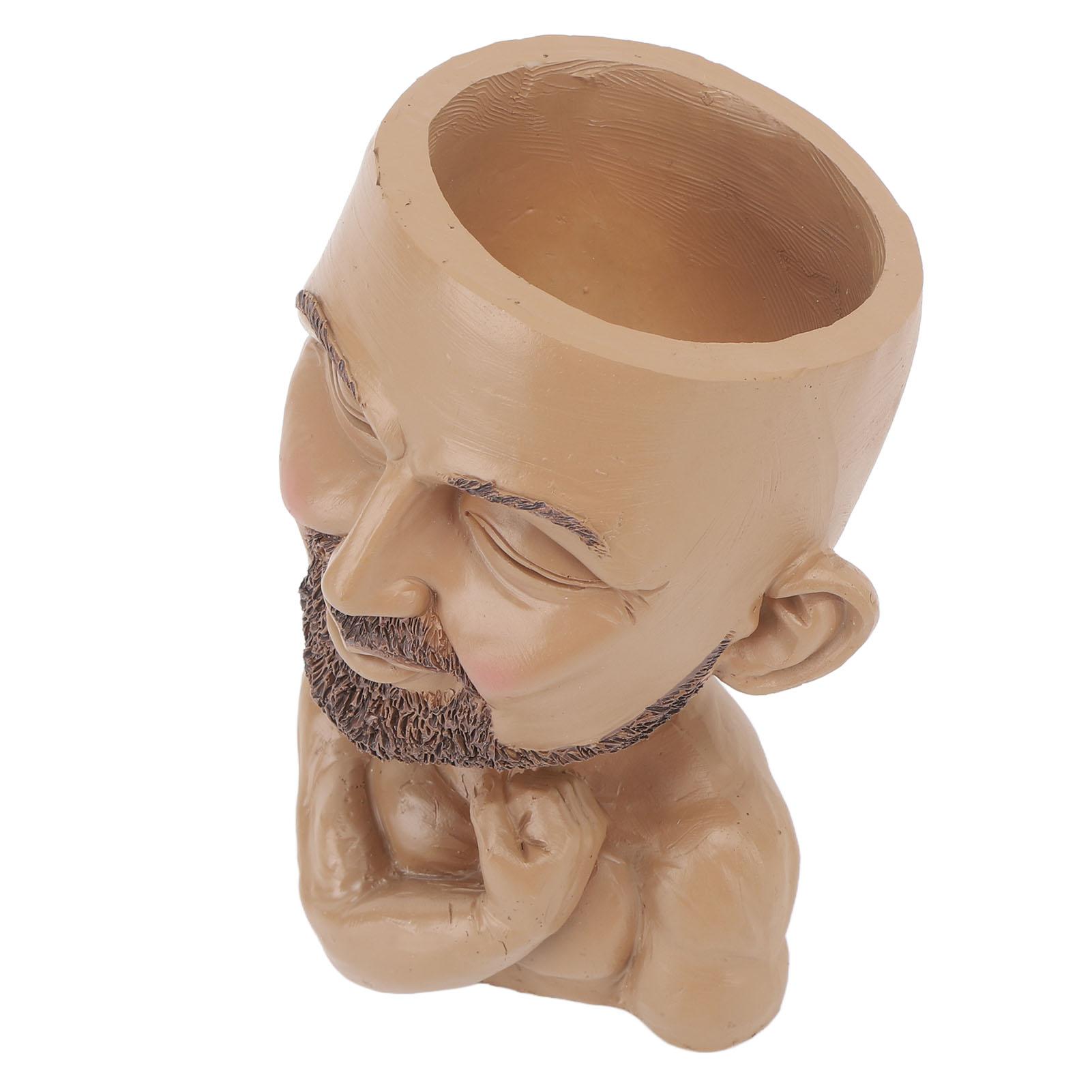 Head Plant Resin Face Plant Weath Resistance Drain Hole Plant Pot for Home Garden