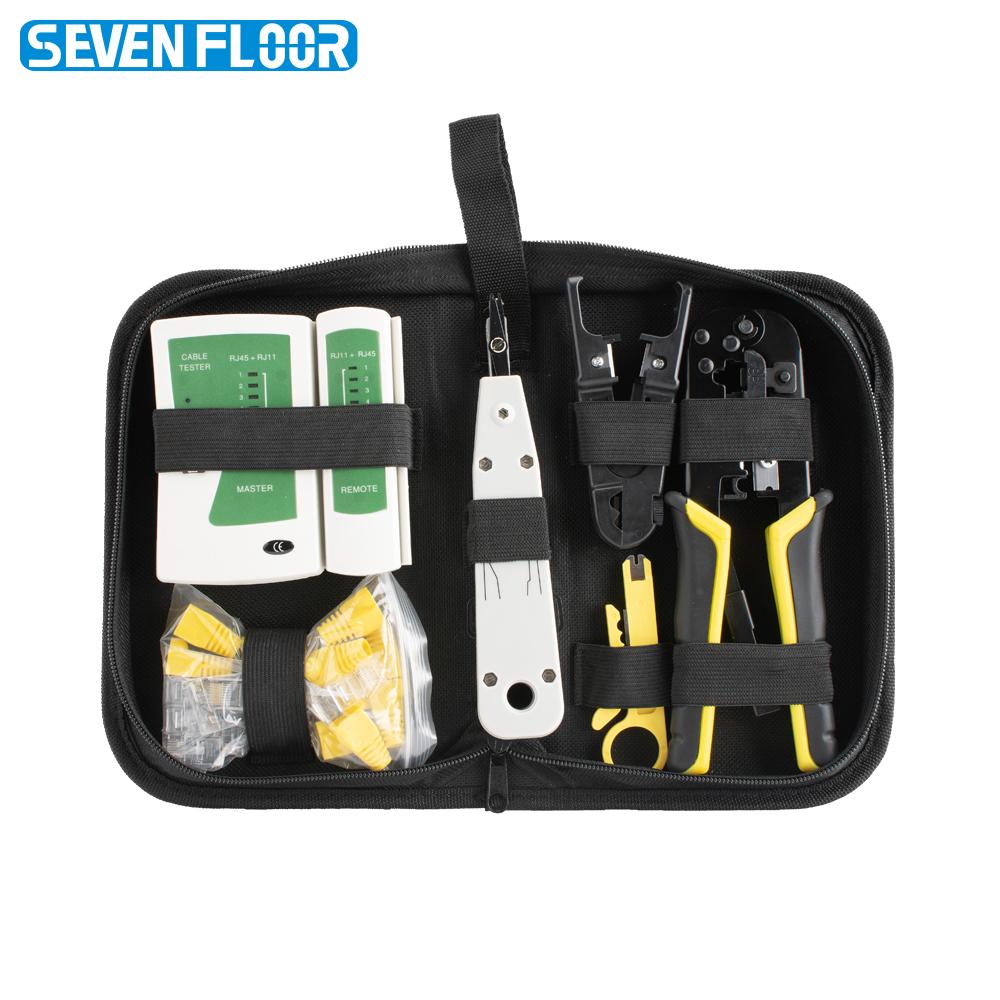 RJ45 RJ11 RJ12 Steel Crimping Tool Set Multifunction Cable Crimper with Pliers and Modular Plug Connectors