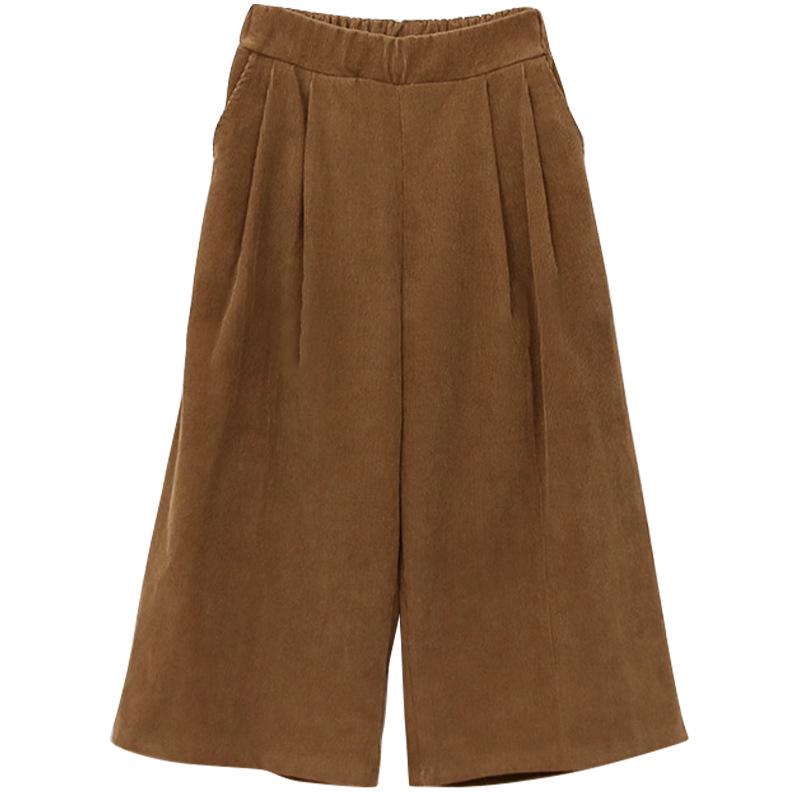 

Весна 2025 г. Укороченные широкие брюки из вельвета: Свободный крой, размеры от маленьких до больших, вариант из плотного бархата Large кофейный
