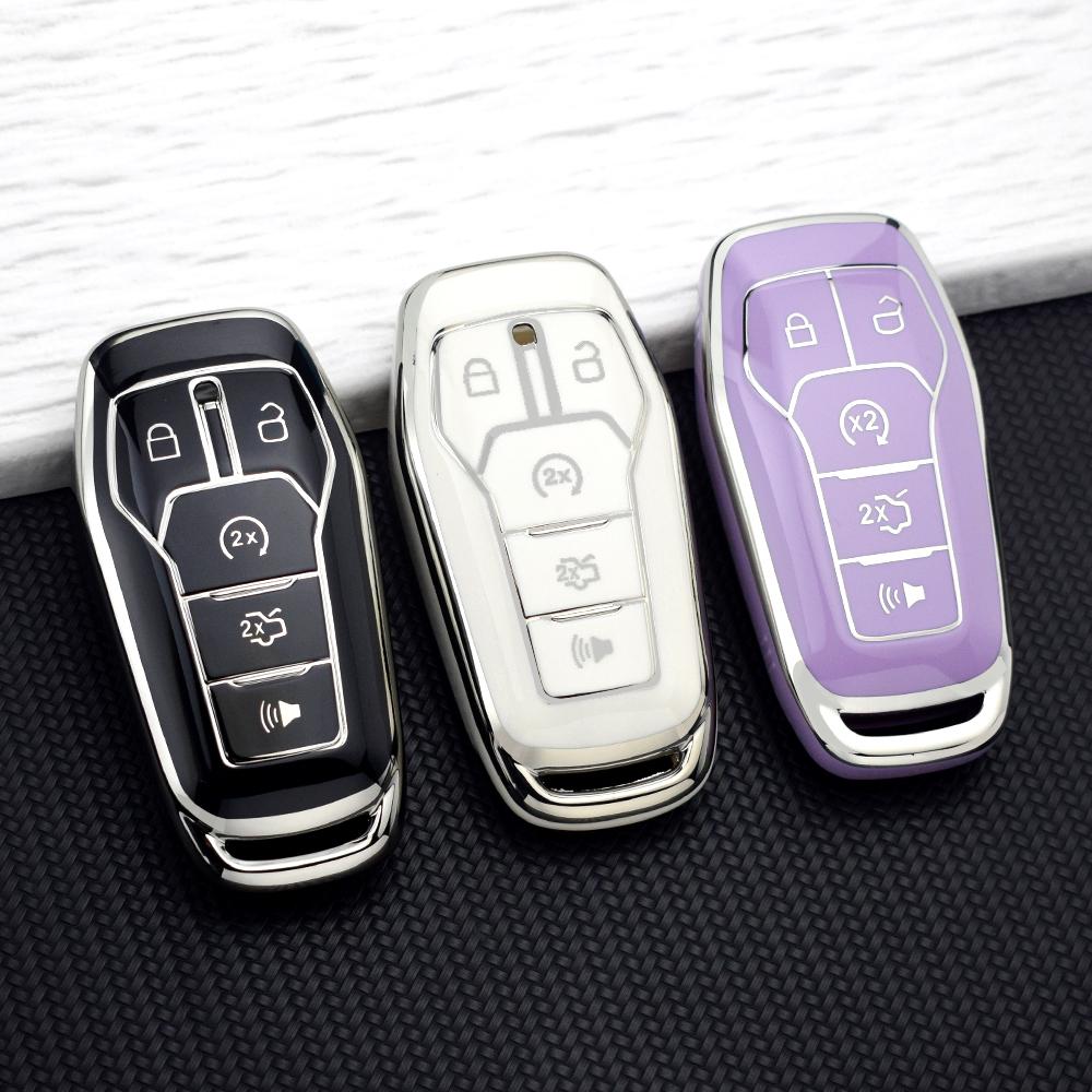 5 Buttons Tpu Car Key Case Cover For Ford F-150 Fusion Mondeo Mustang Explorer Edge Soft Anti-Scratch Key Fob Bag Key Chain