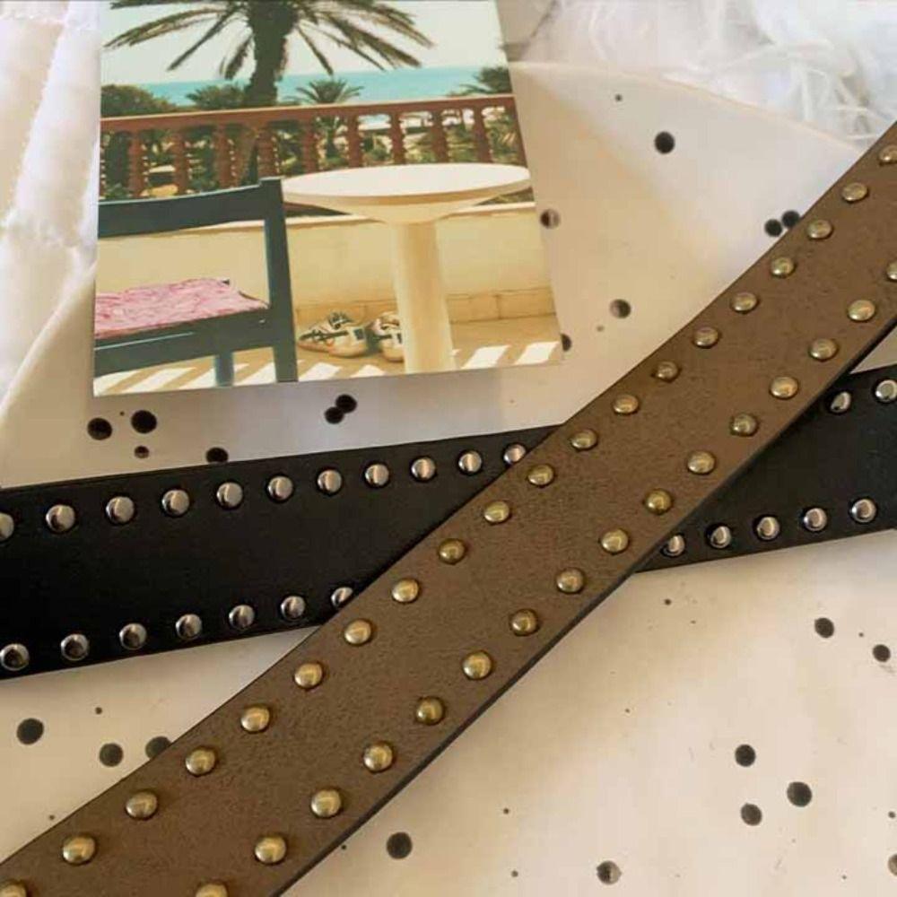 Vintage Printed Punk Style Belt Metal Buckle Jeans Waistband Retro Rivet Waist Belt  Spicy Girl