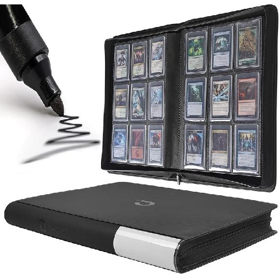 D DACCKIT Toploader Binder, Holds 288 Toploaders, 9 Pocket Top Loader Binders with Sleeves for 3  x 4  Rigid Card Holders for Trading Cards or Sports чёрный