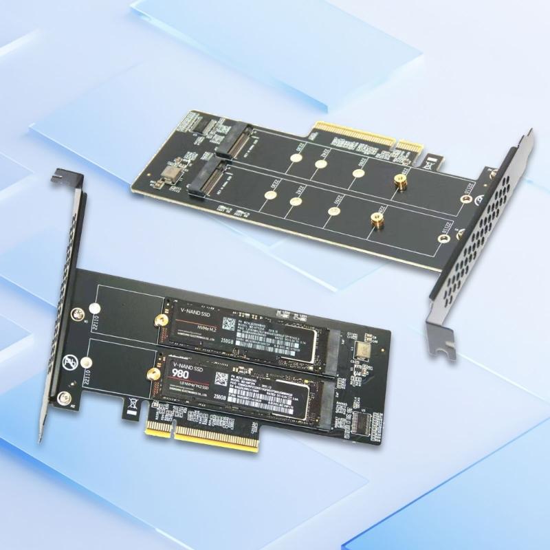 Fast Speed PCIe To 2 Port Two M.2 NVME M Key Converters Card PCBs Technology for Stable Data Transfer