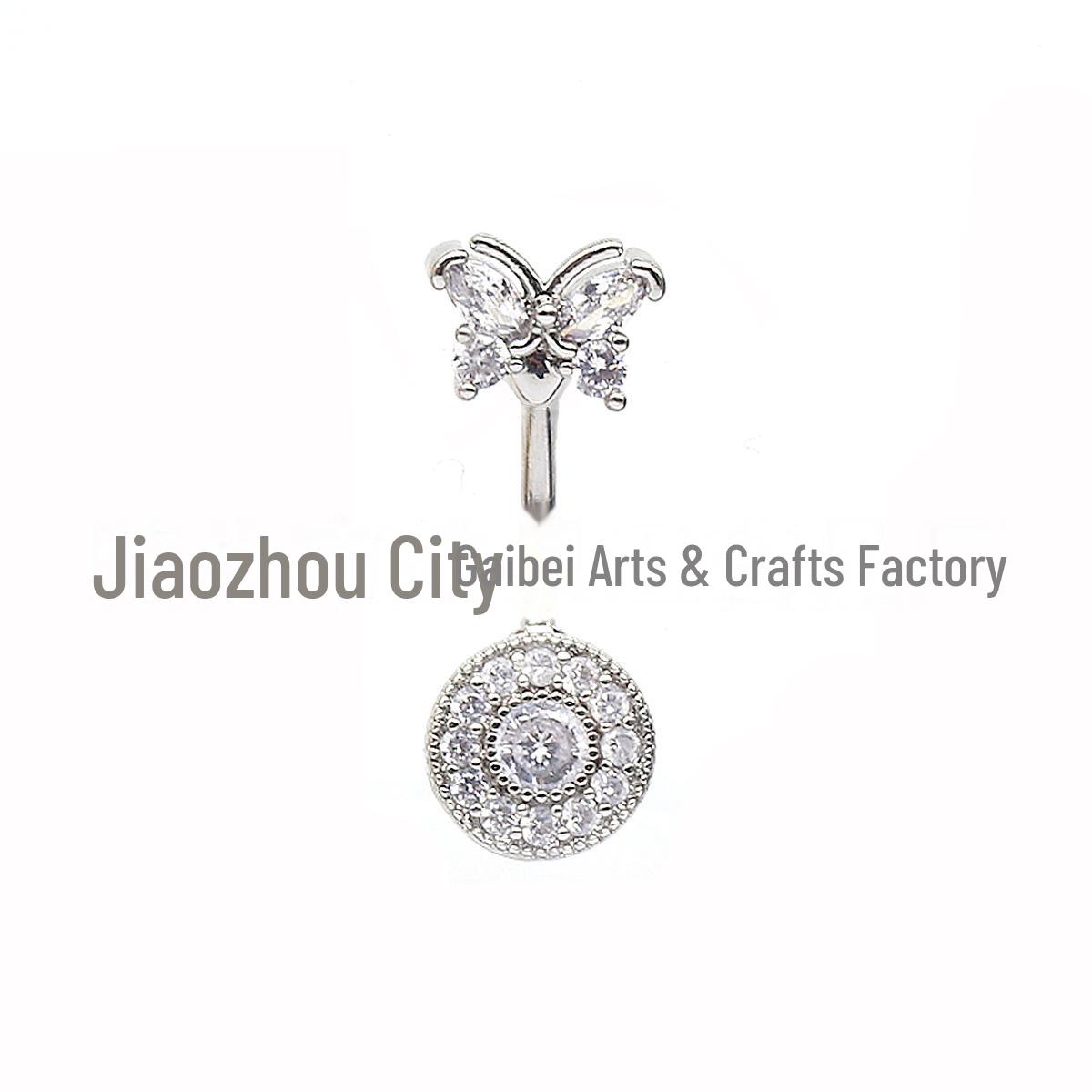 

Кольцо для пупка с бабочкой и круглым цирконием от Gaby белого золота