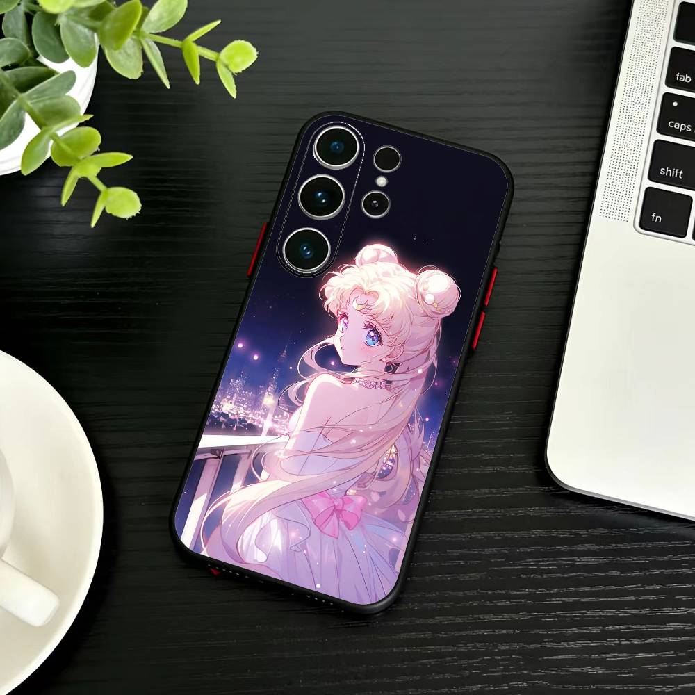 

Cartoon G-Sailor M-Moons Phone Case For Samsung S26,S25,S24,S23,S22,S21,S20,Ultra,Plus,FE Black Soft Cover Samsung S21Ultra