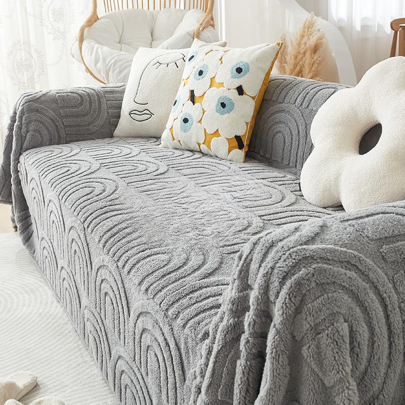 Cream Style Plush Sofa Towel Thickened Sofa Cover Towel Winter Full Covered Sofa Cover Cover Cloth Blanket