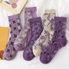 5 Pairs Three-Dimensional Women Textured Socks Palace Style Long Stockings  Spring Autumn