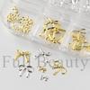 New 6-grid jewelry ins metal gold and silver mini bow nail art jewelry
