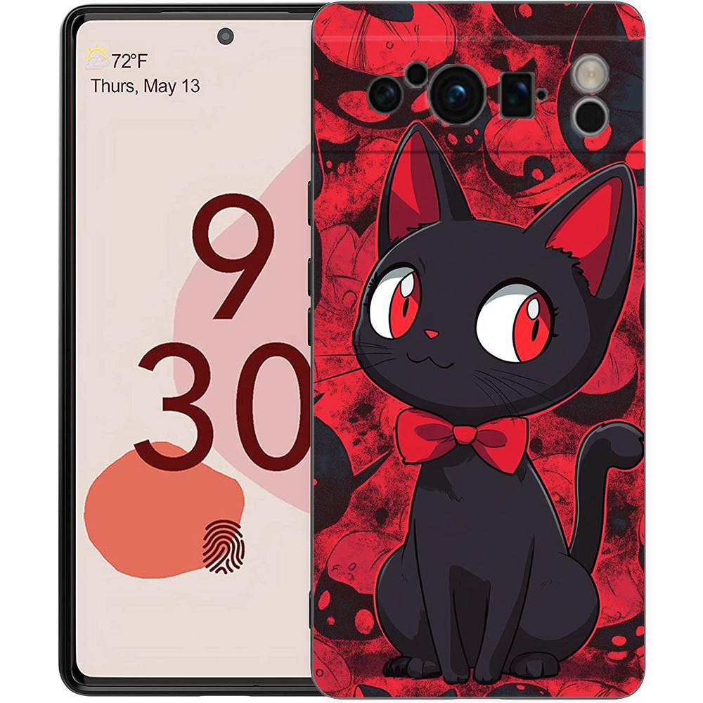 

Phone Case Cover for Google Pixel 10 9 8 7 6 7A 6A Pro Shockproof Soft TPU 10 9 Pro XL Shell Capa Lovely Funny Cartoon Black Cat Pixel 10 Pro XL