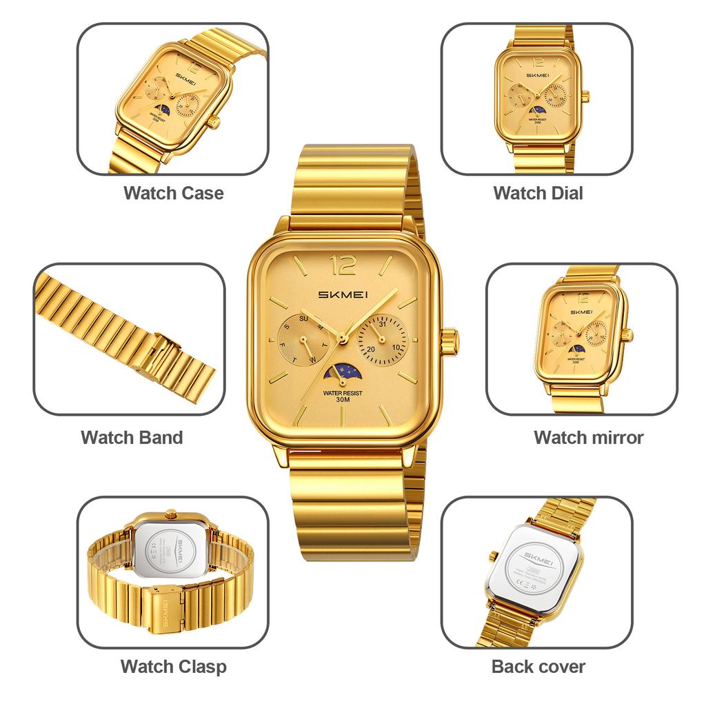 Fashion Waterproof Time Clock Wristwatches Business Movement Quartz Watches For Men Women Dress Watch Square Dial