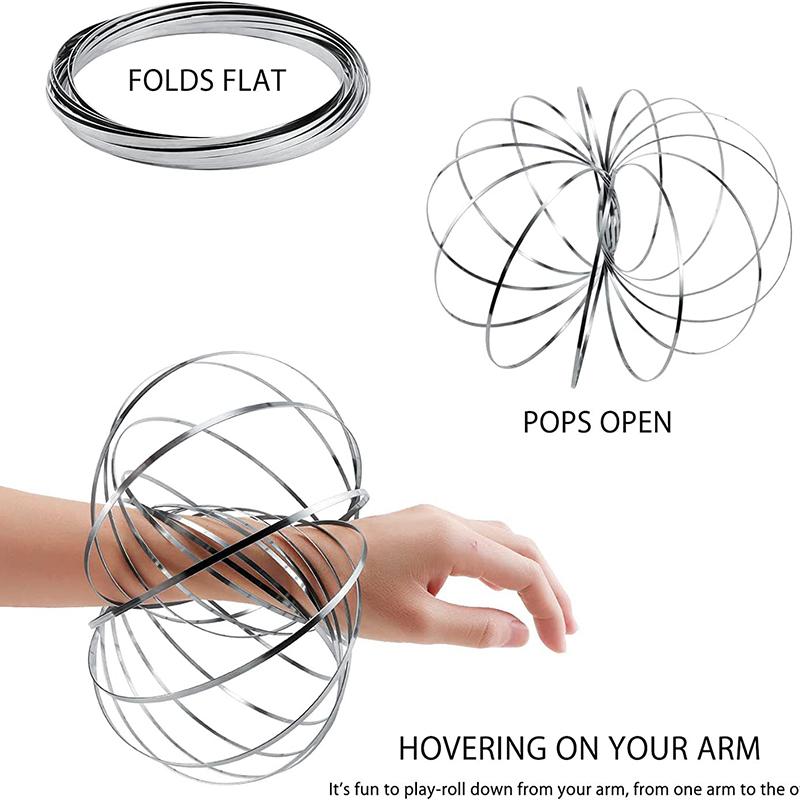 Ring Spinner Arm Magic Kinetic Spring 3D Bracelet Spring Fidget Ring Rainbow Interactive Spring Toy Gift For Adult Stress Easing