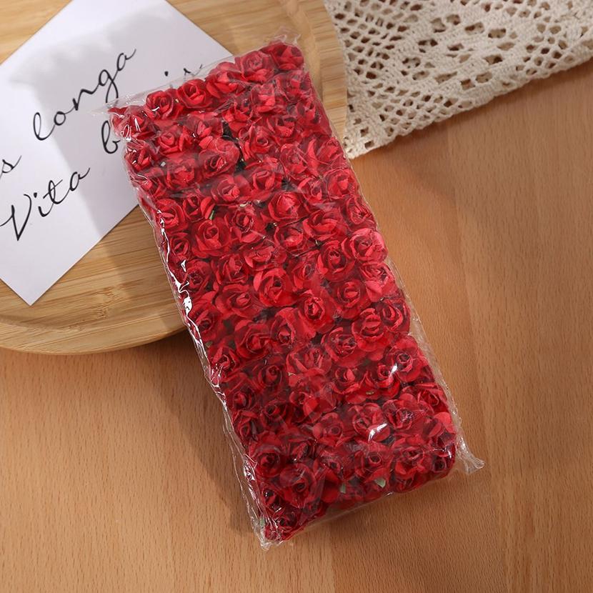 144pcs/bag Artificial Paper Flowers Roses Outdoor UV Protection Festival Garden Vase Wreath Wedding Home Decor Diy Box Scrapbook