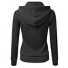 Women's Casual Solid Color Sports Hooded Zipper Jacket Sweatshirt Cardigan Top