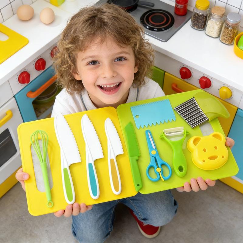 Kids Childrens Kids Childrens Kitchen Playsets, Montessori Cooking Tools for Toddlers, 13/17 Piece Knives