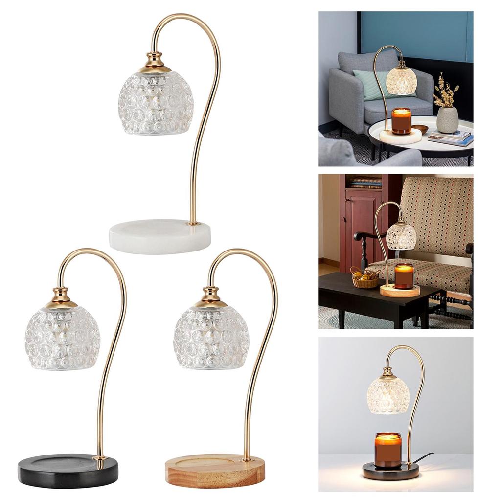 Modern Wax Melt Candle Warmer Lamp Crystal Lampshade Table Light EU Plug Wood Base