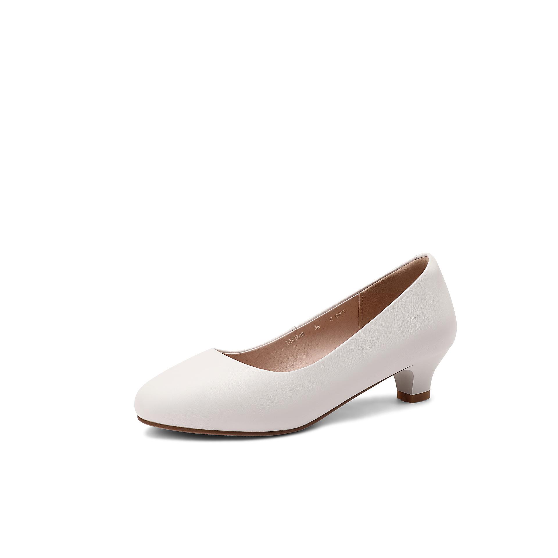 

Новые туфли профессиональные рабочие туфли белые средний каблук первый слой коровьей кожи 3 см круглая головка неглубокий носок шпилька высокие каблуки, женские 33