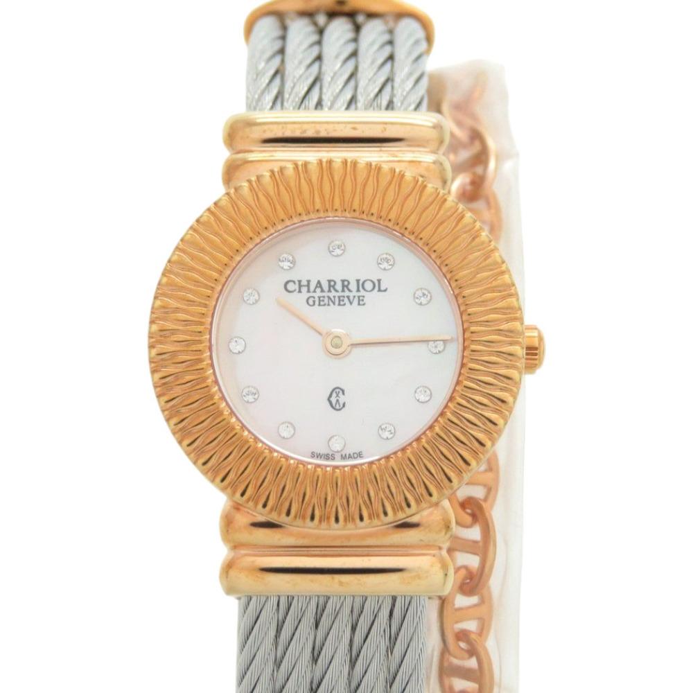 Used AUTHENTIC CHARRIOL 028IP.540.462 Saint Tropez White shell SS Quartz Wristwatch
