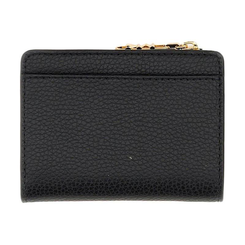 MICHAEL KORS Metal Logo Snap Button Closure Cowhide Wallet Women's Black