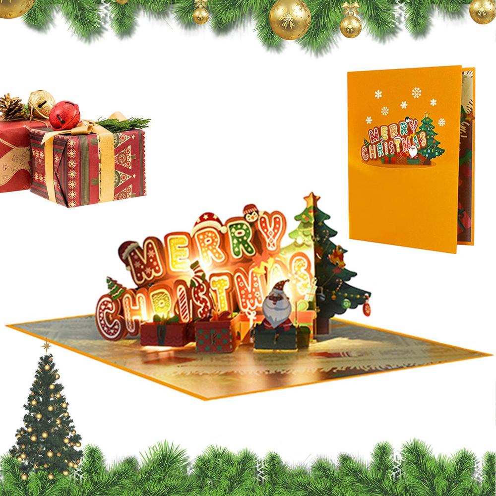 Christmas Cards 3D Merry Christmas Greeting Card With Music And Light Celebration Keepsake For Kids Boys Girls Family Greetings