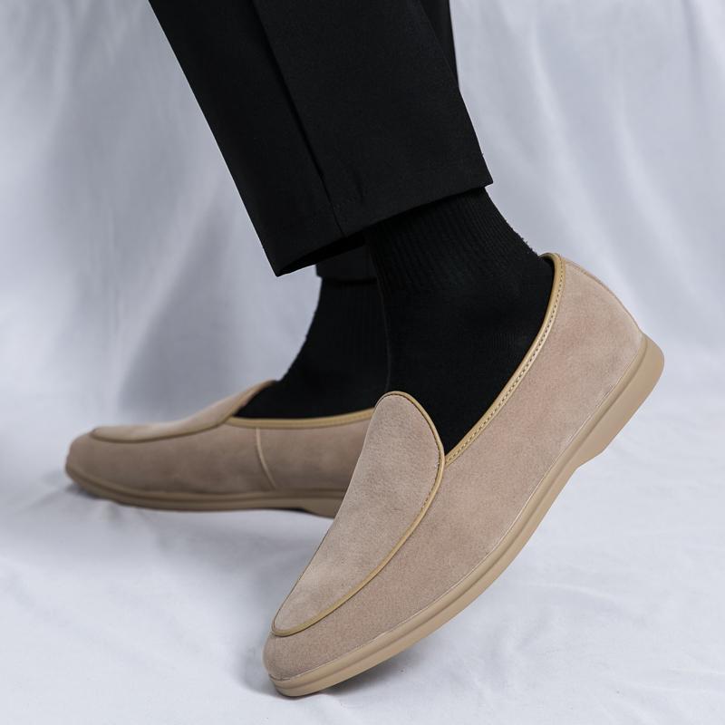 Fashion Brand Men's Comfortable Frosted Leather Pointed Office Loafers Fashionable Spring New Men's Breathable Banquet Wedding Shoes
