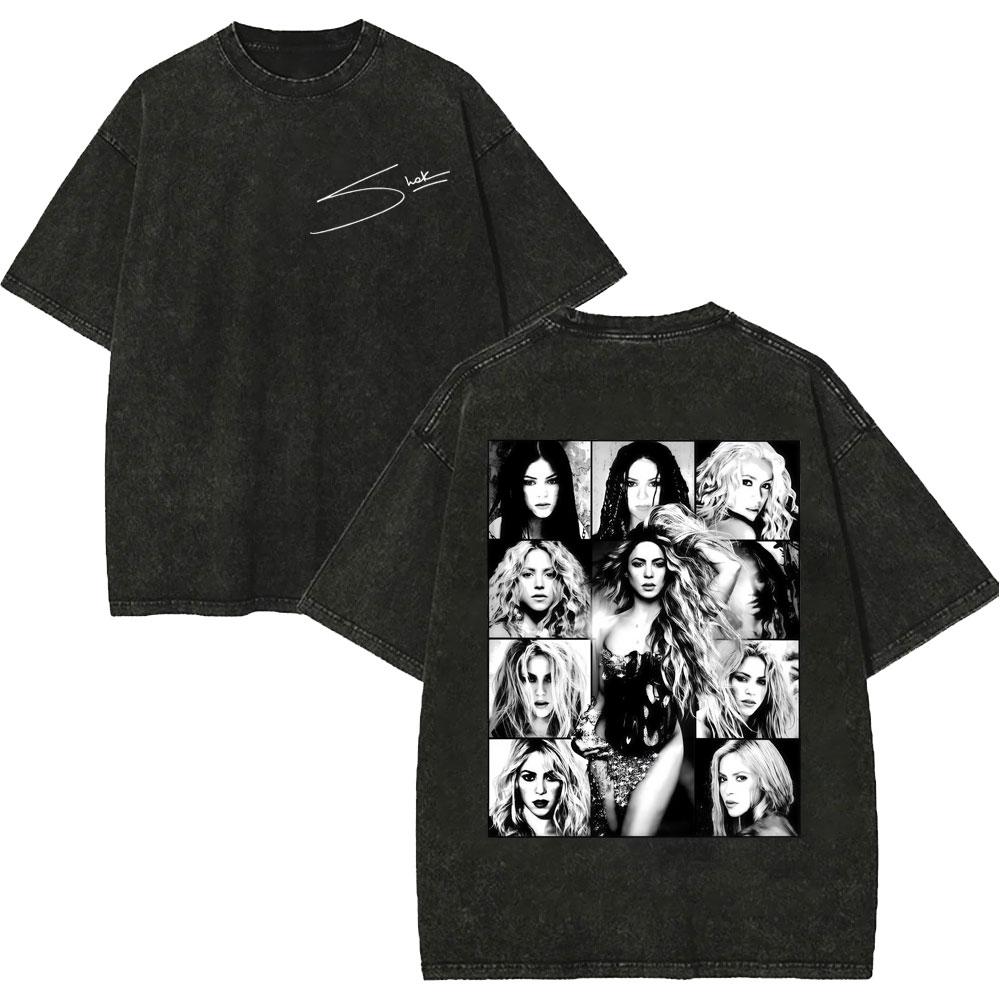 Vintage Washed Singer Shakira Merch T Shirt Las Mujeres Ya No Lloran World Tour 2026 Tshirt Unisex Women Fashion Hip Hop Tshirts