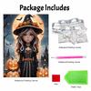Pearl Painting DIY Kit Frameless Little Witch With Pumpkins Moon Bats Halloween Pattern Shiny Bead Art Canvas Creative Wall Decor Gift Idea